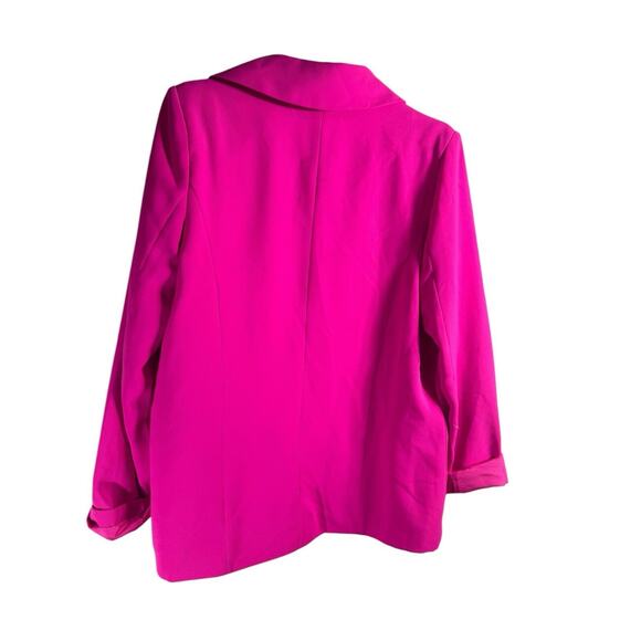 NWT Steve Madden Hot Barbie Pink Open Front Oversized Blazer Small Roll Sleeve - Picture 5 of 9